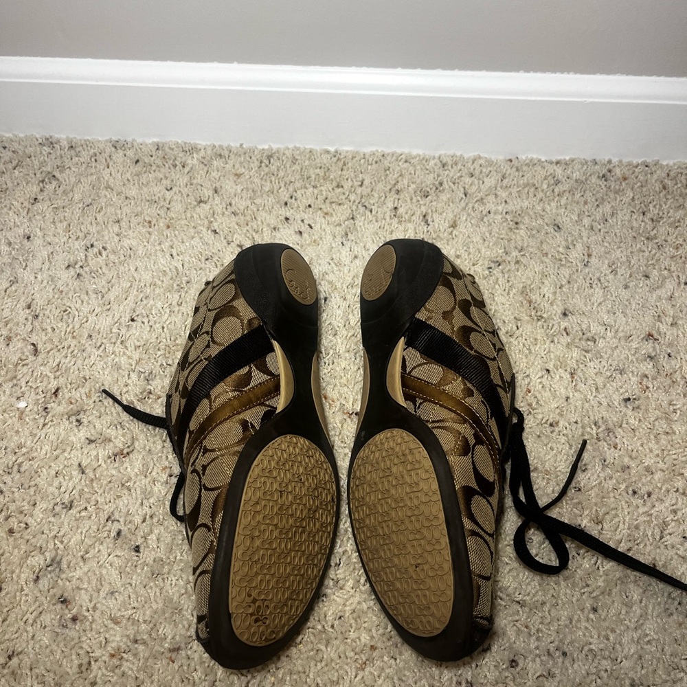 Coach Brown and Gold Patterned Sneakers - Picture 3 of 4